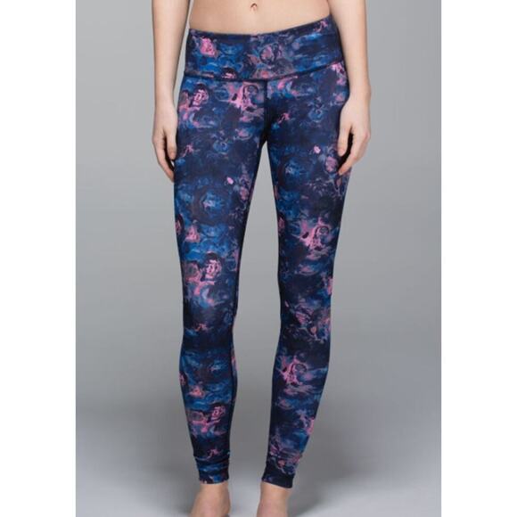 Lululemon Wunder Under Pant Full-On‎ Luon Moody Mirage Bark Berry Deep Navy Sz 4 - Picture 1 of 6